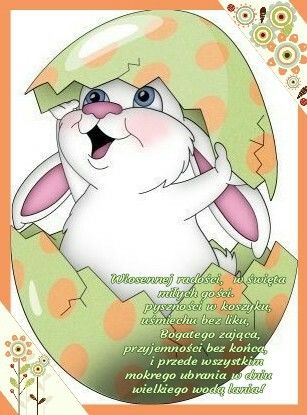 Zajączek w pisance z życzeniami